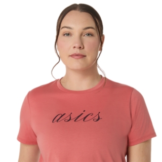 Image 4 of 6 of Women's DARK PINK CLAY ASICS GRAPHIC TEE Short Sleeve Shirts