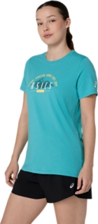 ASICS GSG 77 RETRO SHORT SLEEVE TEE, Techno Cyan 3