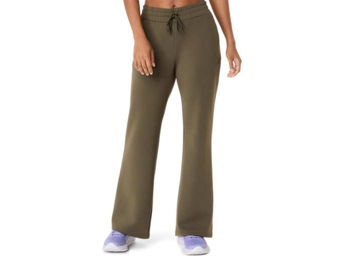 NAGINO REFINED TEXTURE SWEAT FLARE PANT | Women | DARK OLIVE