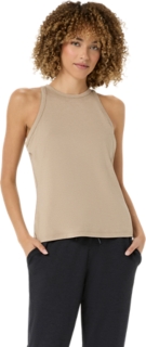 Alternative image view of REFINED TEXTURE SLEEVELESS TOP,  GREIGE HEATHER