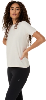 Image 3 of 6 of Women's CREAM REFINED TEXTURE SHORT SLEEVE TOP Women's Short Sleeve Shirts