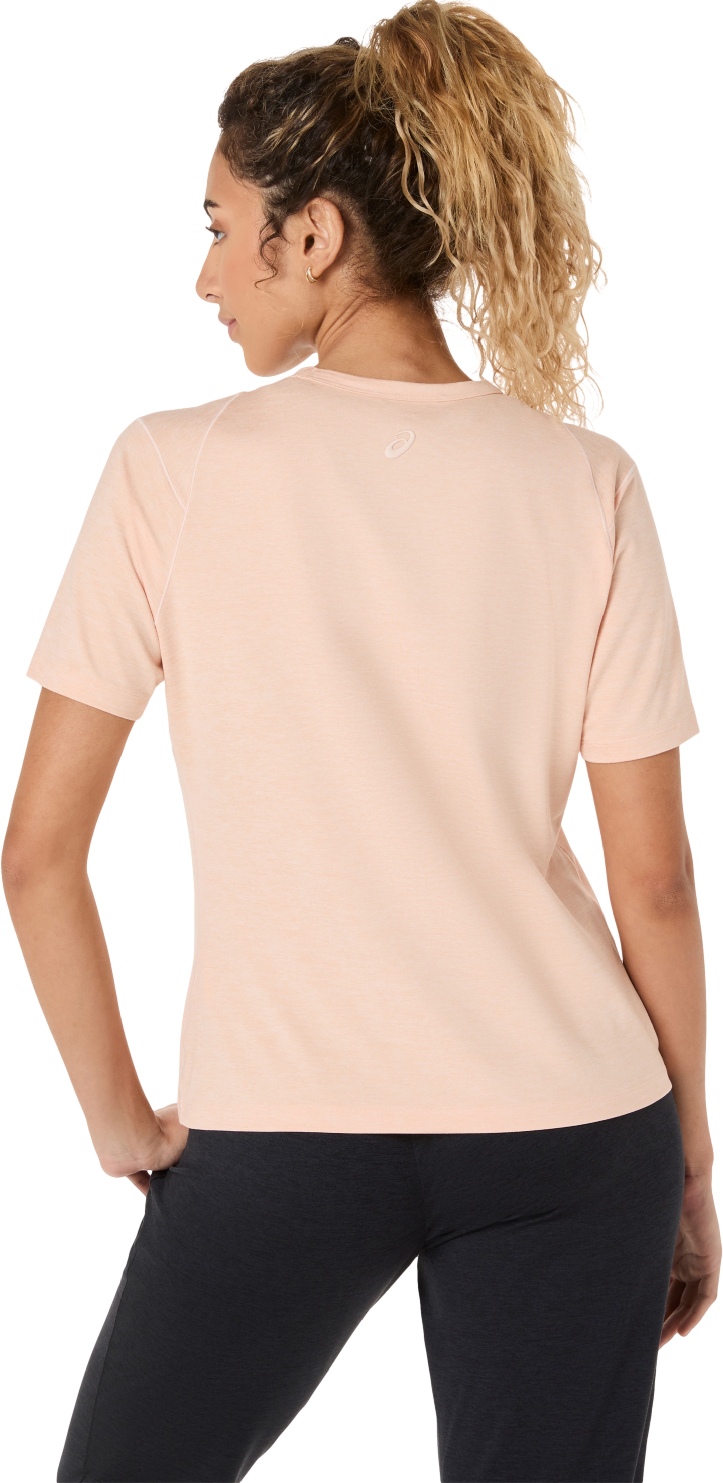 Женский топ ASICS Refined Texture Short Sleeve Top, цвет: Жемчужный розовый меланжевый — фото 2