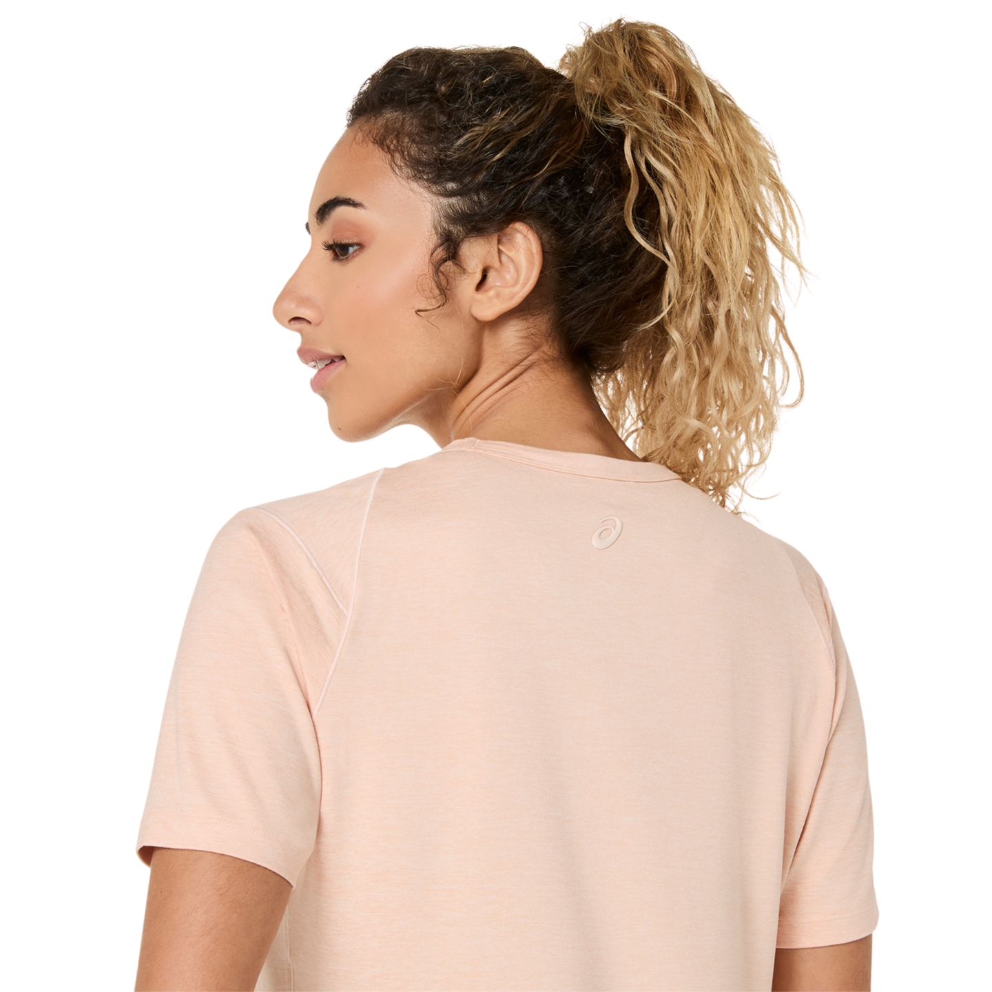 Женский топ ASICS Refined Texture Short Sleeve Top, цвет: Жемчужный розовый меланжевый — фото 4