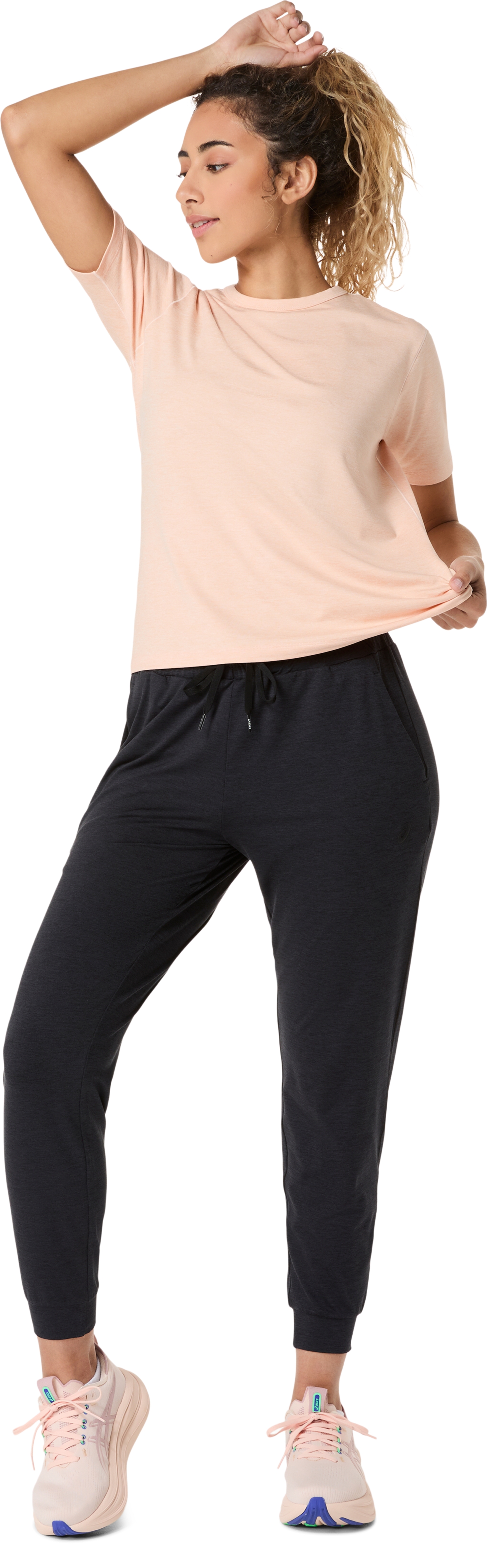 Женский топ ASICS Refined Texture Short Sleeve Top, цвет: Жемчужный розовый меланжевый — фото 6