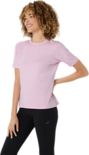 Hình 3 của 6 của Dành cho Nữ HAZY LILAC HEATHER REFINED TEXTURE SHORT SLEEVE TOP Áo Thun Nữ Thể Thao