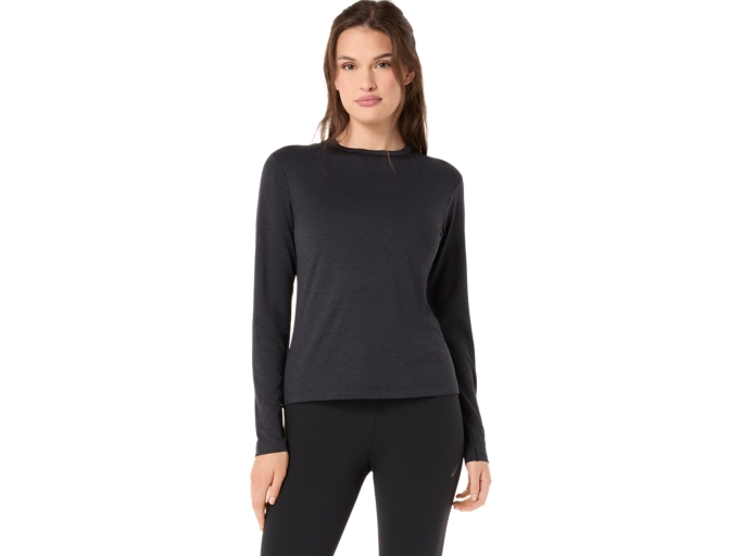 REFINED TEXTURE LONG SLEEVE TOP | Women | PERFORMANCE BLACK