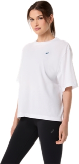ASICS SPIRAL EMBROIDERY RELAXED TEE, Brilliant White 3