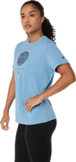 Image 3 of 6 of Women's SABA BLUE ASICS SEASONAL GRAPHIC TEE Women's Short Sleeve Shirts