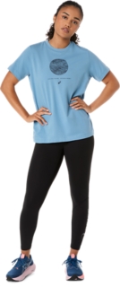 Image 6 of 6 of Women's SABA BLUE ASICS SEASONAL GRAPHIC TEE Women's Short Sleeve Shirts