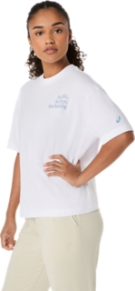 Image 3 of 7 of Women's BRILLIANT WHITE RUNNER MESSAGE GRAPHIC RELAXED TEE Women Tops