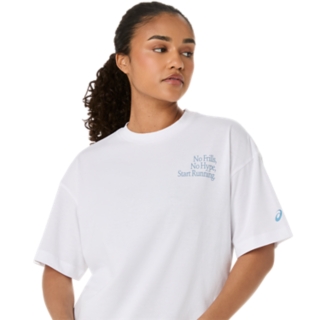 Image 4 of 7 of Women's BRILLIANT WHITE RUNNER MESSAGE GRAPHIC RELAXED TEE Women Tops