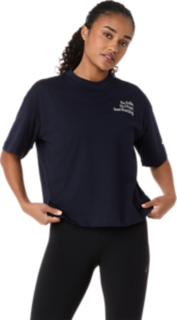 Alternative image view of RUNNER MESSAGE GRAPHIC RELAXED TEE,  MIDNIGHT