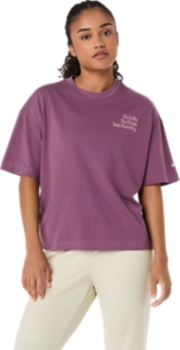 Alternative image view of RUNNER MESSAGE GRAPHIC RELAXED TEE,  VELVET PURPLE