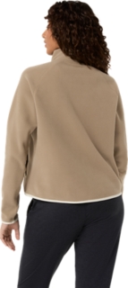 REFINED TEXTURE FLEECE HALF ZIP LONG SLEEVE TOP, Greige 2
