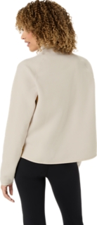 REFINED TEXTURE FLEECE HALF ZIP LONG SLEEVE TOP | Women | Oatmeal