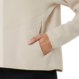 REFINED TEXTURE FLEECE HALF ZIP LONG SLEEVE TOP | Women | Oatmeal