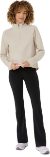 REFINED TEXTURE FLEECE HALF ZIP LONG SLEEVE TOP | Women | Oatmeal