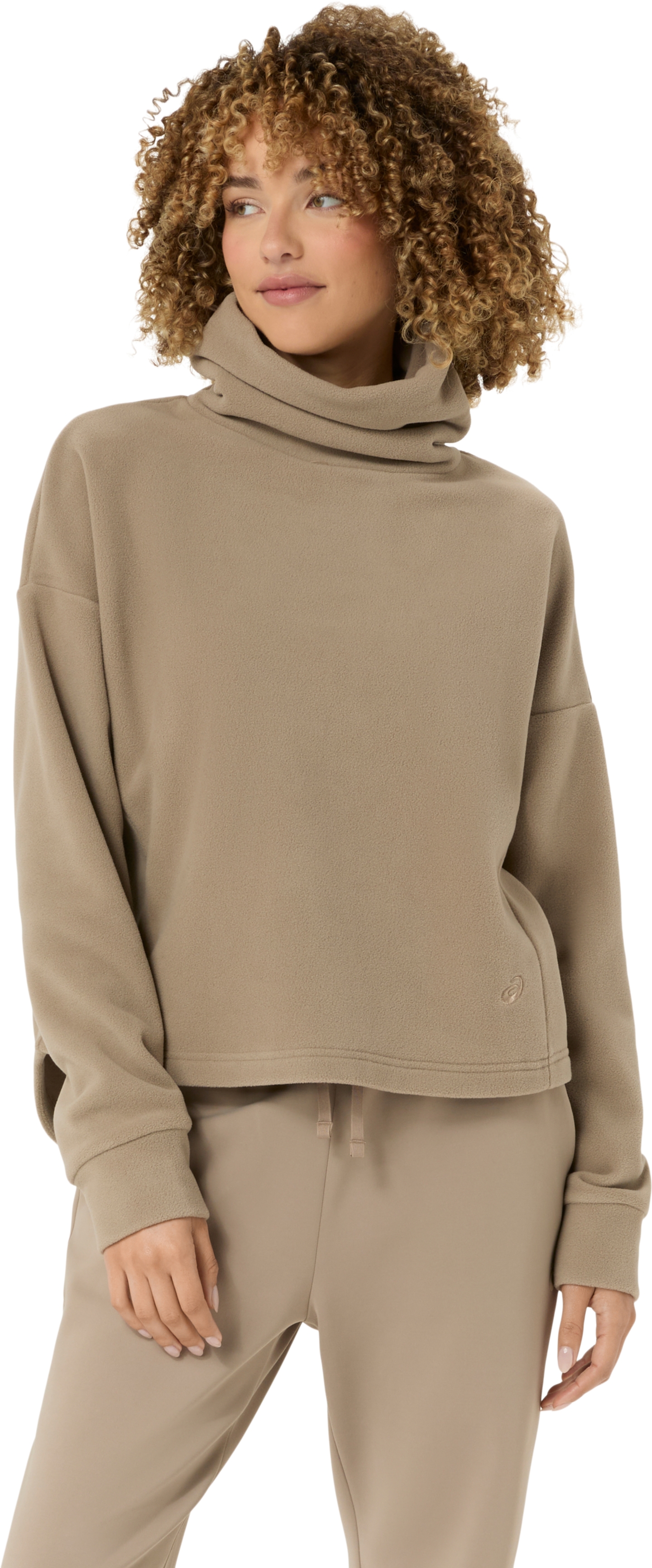 Женский топ ASICS Nagino Refined Texture Fleece Top, цвет: Серо-бежевый — фото 1
