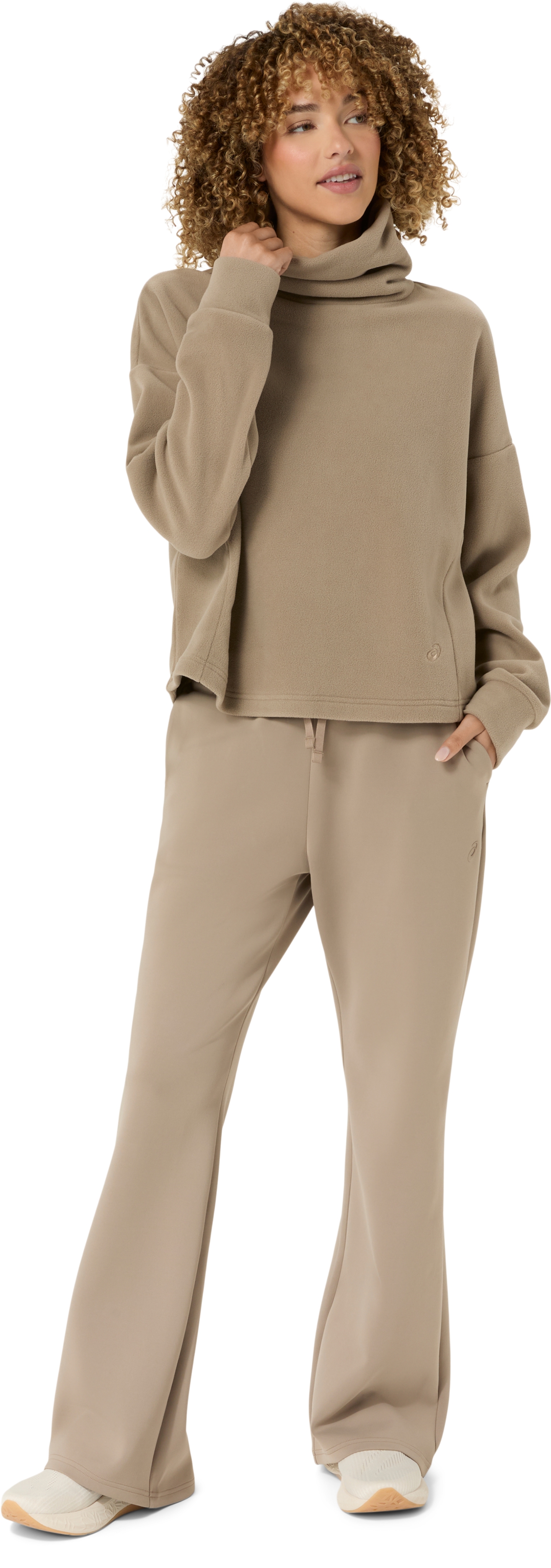 Женский топ ASICS Nagino Refined Texture Fleece Top, цвет: Серо-бежевый — фото 6