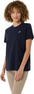 Image 3 of 5 of Women's MIDNIGHT ASICS SPIRAL EMBROIDERY TEE Alll Women Clothing