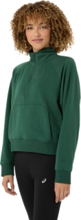 FLEECE HALF ZIP, Evergreen Heather 3