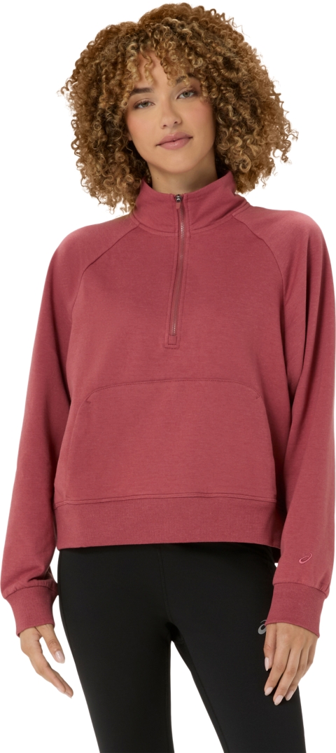 Женская толстовка ASICS Fleece Half Zip, цвет: Розовый меланжевый