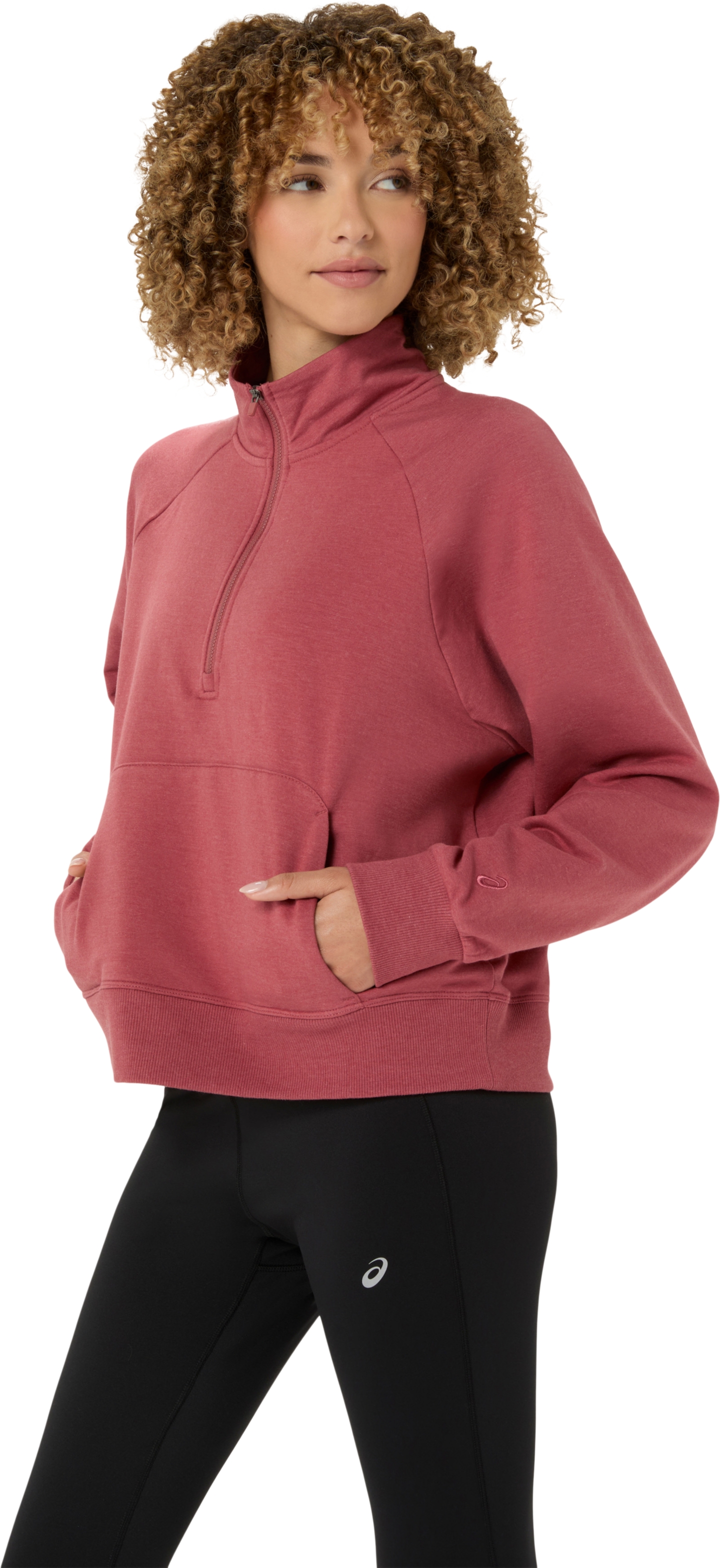 Женская толстовка ASICS Fleece Half Zip, цвет: Розовый меланжевый — фото 3