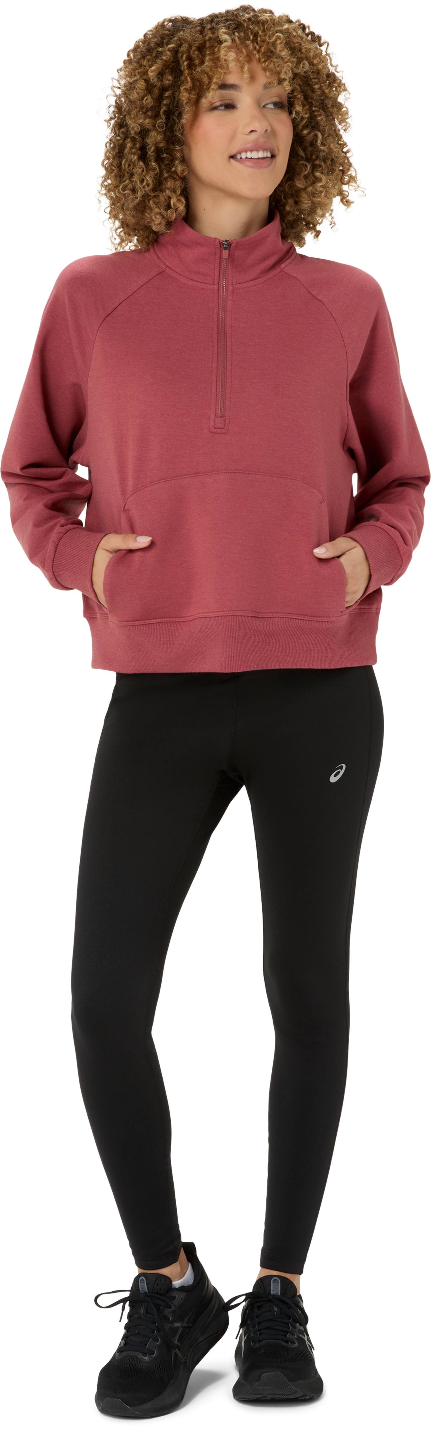 Женская толстовка ASICS Fleece Half Zip, цвет: Розовый меланжевый — фото 6