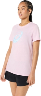 WOMEN'S ASICS BUTTERFLY TEE, Barely Rose 3