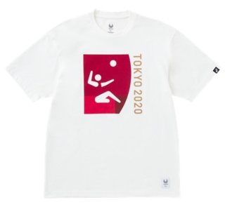 Tシャツ 東京パラリンピックスポーツピクトグラム ホワイト シッティングバレーボール メンズ Tシャツ ポロシャツ Asics
