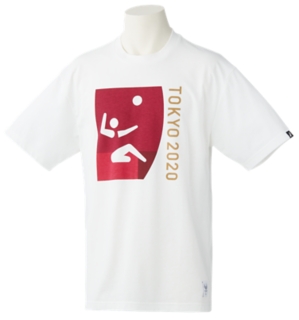 Tシャツ 東京パラリンピックスポーツピクトグラム ホワイト シッティングバレーボール メンズ Tシャツ ポロシャツ Asics