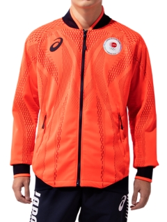 Podium Jacket Joc Emblem オリンピック日本代表選手団エンブレム Sunrise Red メンズ トレーニング ジャージ Asics