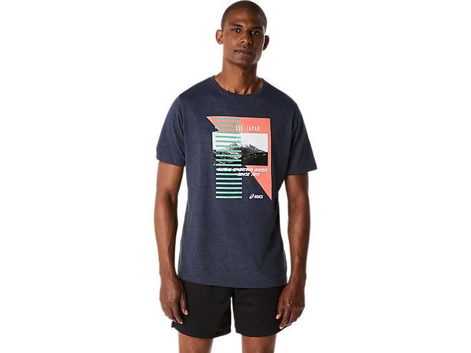 ASICS RETRO SHORT SLEEVE TEE | Unisex | Peacoat Heather ASICS RETRO SHORT SLEEVE TEE | Unisex | Peacoat Heather