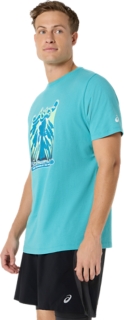 UNISEX ASICS WANDER SHORT SLEEVE TEE, Techno Cyan 3