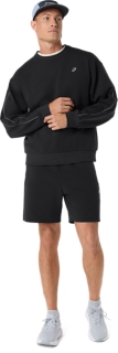 ASICS TRACK CLUB HERITAGE CREW-NECK TOP PERFORMANCE BLACK