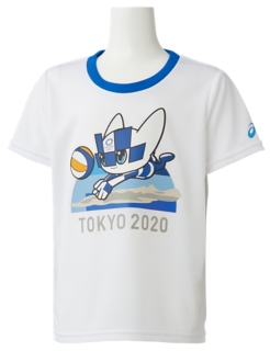 Kids Tシャツ 東京オリンピックマスコット ホワイト ビーチバレーボール キッズ Tシャツ ポロシャツ Asics