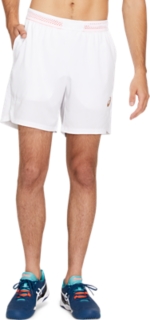 Men s TENNIS 7 INCH SHORT Brilliant White Sunrise Red Mens