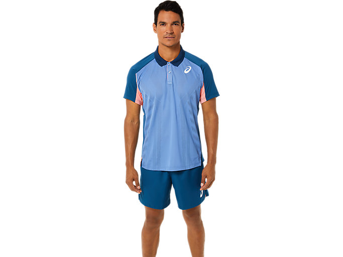 Image 1 of 5 of Homem Light Indigo MEN MATCH POLO-SHIRT Men's Sports Short Sleeve Shirts