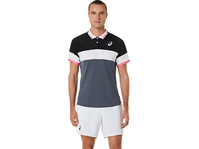 Image 1 of 7 of Men's Performance Black/Carrier Grey MATCH POLO-SHIRT Men's Sports Short Sleeve Shirts