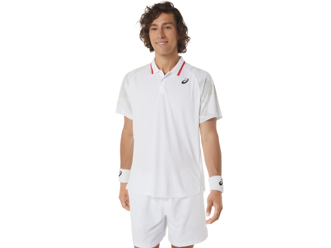 Men s COURT GRAPHIC POLO SHIRT Brilliant White Short Sleeve