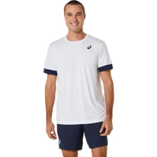 Men's COURT SS TOP | Brilliant White/Midnight | Short Sleeve Shirts | ASICS  UK