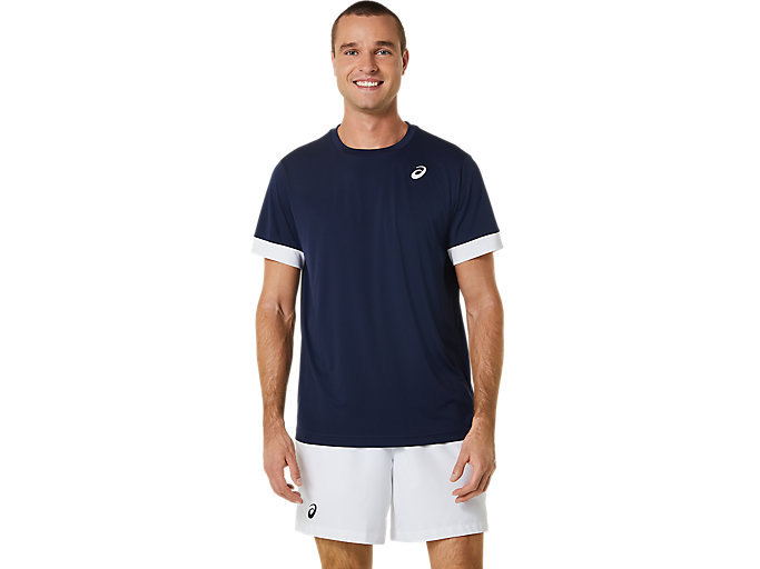 Image 1 of 5 of Men's Midnight/Brilliant White COURT SHORT SLEEVED TOP Mens Tennis Clothing