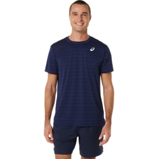 MEN'S COURT STRIPE SHORT SLEEVE TOP, Midnight, T-Shirts & Tops