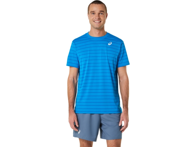 MEN'S COURT STRIPE SHORT SLEEVE TOP | Directoire Blue | T-Shirts & Tops |  ASICS