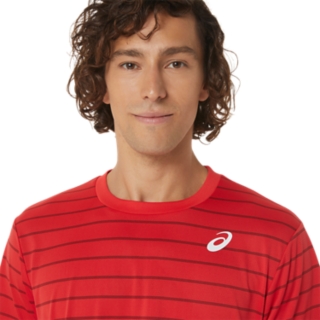 suave Continuación un poco MEN'S COURT STRIPE SHORT SLEEVE TOP | Classic Red | T-Shirts & Tops | ASICS