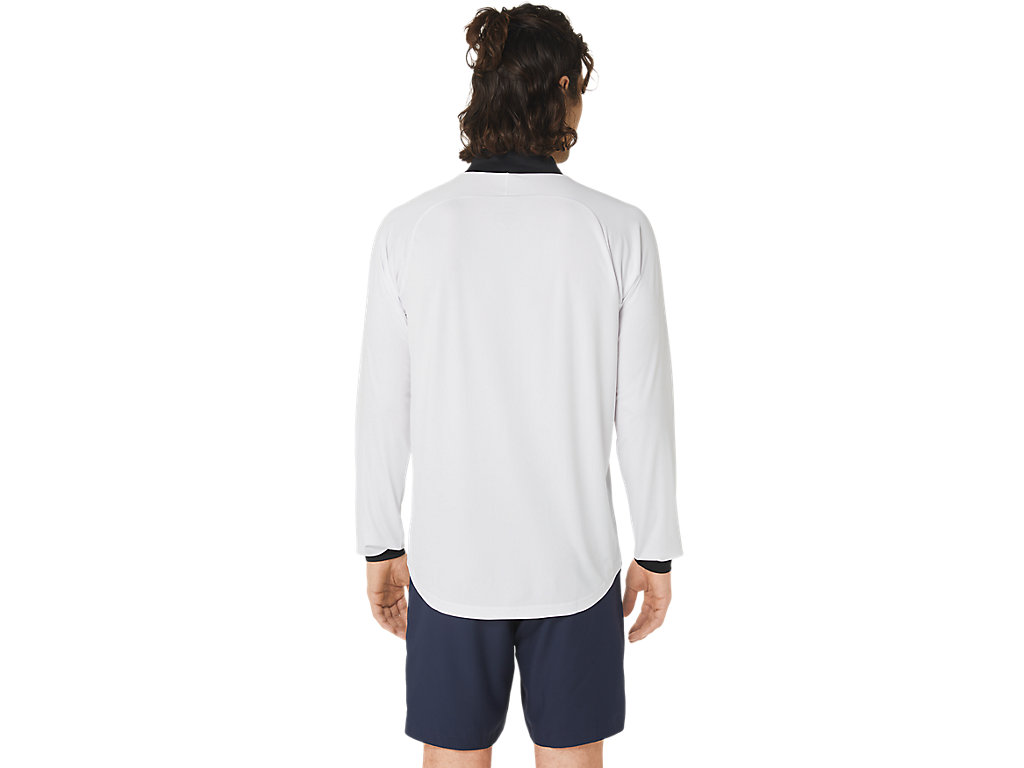Long | SLEEVE Shirts ASICS LONG 1/2 White COURT TOP Brilliant MEN\'S ZIP | Sleeve |
