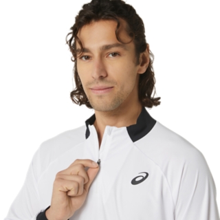 MEN\'S COURT LONG SLEEVE | Shirts | ASICS Long ZIP TOP Brilliant White 1/2 Sleeve 