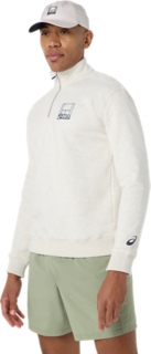 COURT CORE GRAPHIC HALF ZIP SWEATSHIRT, Soft Oat Heather 3