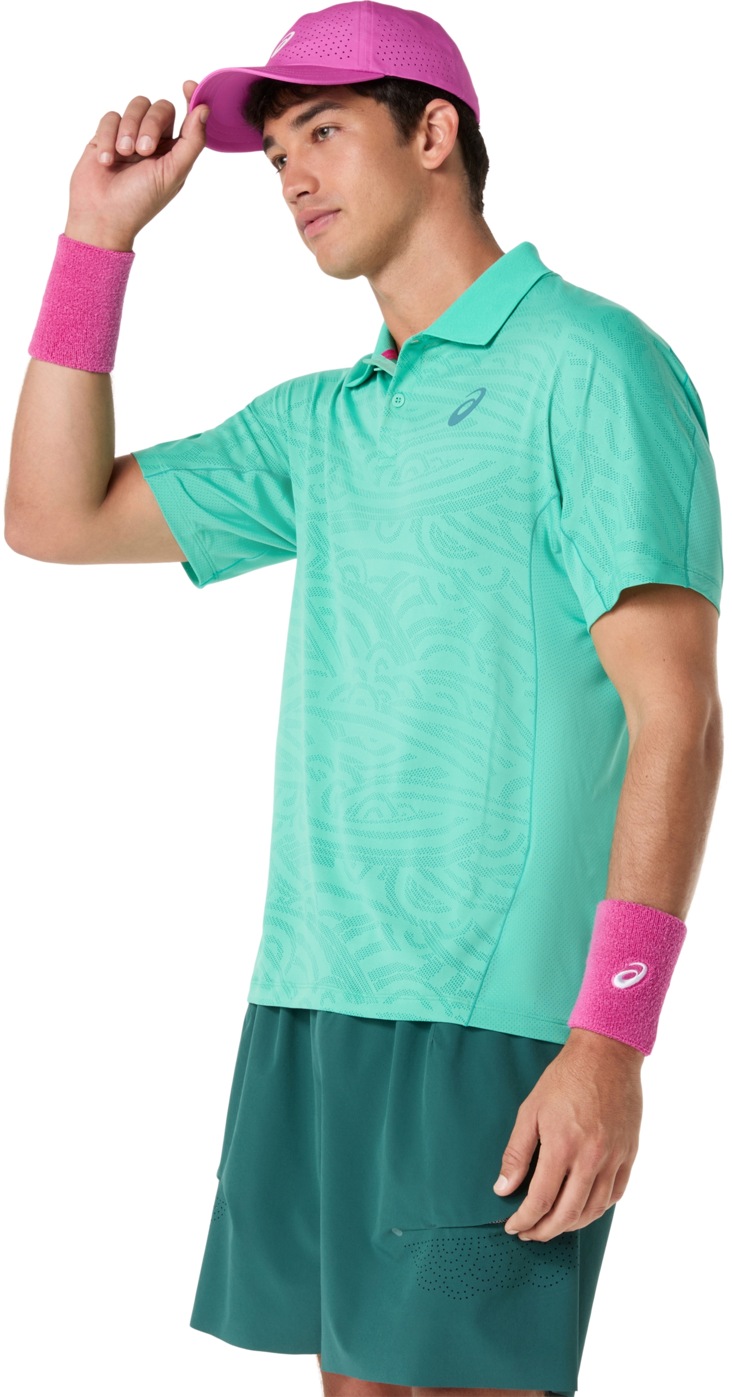 Мужской топ ASICS Match Jacquard Polo Short Sleeve Top, цвет: Зелёный — фото 3