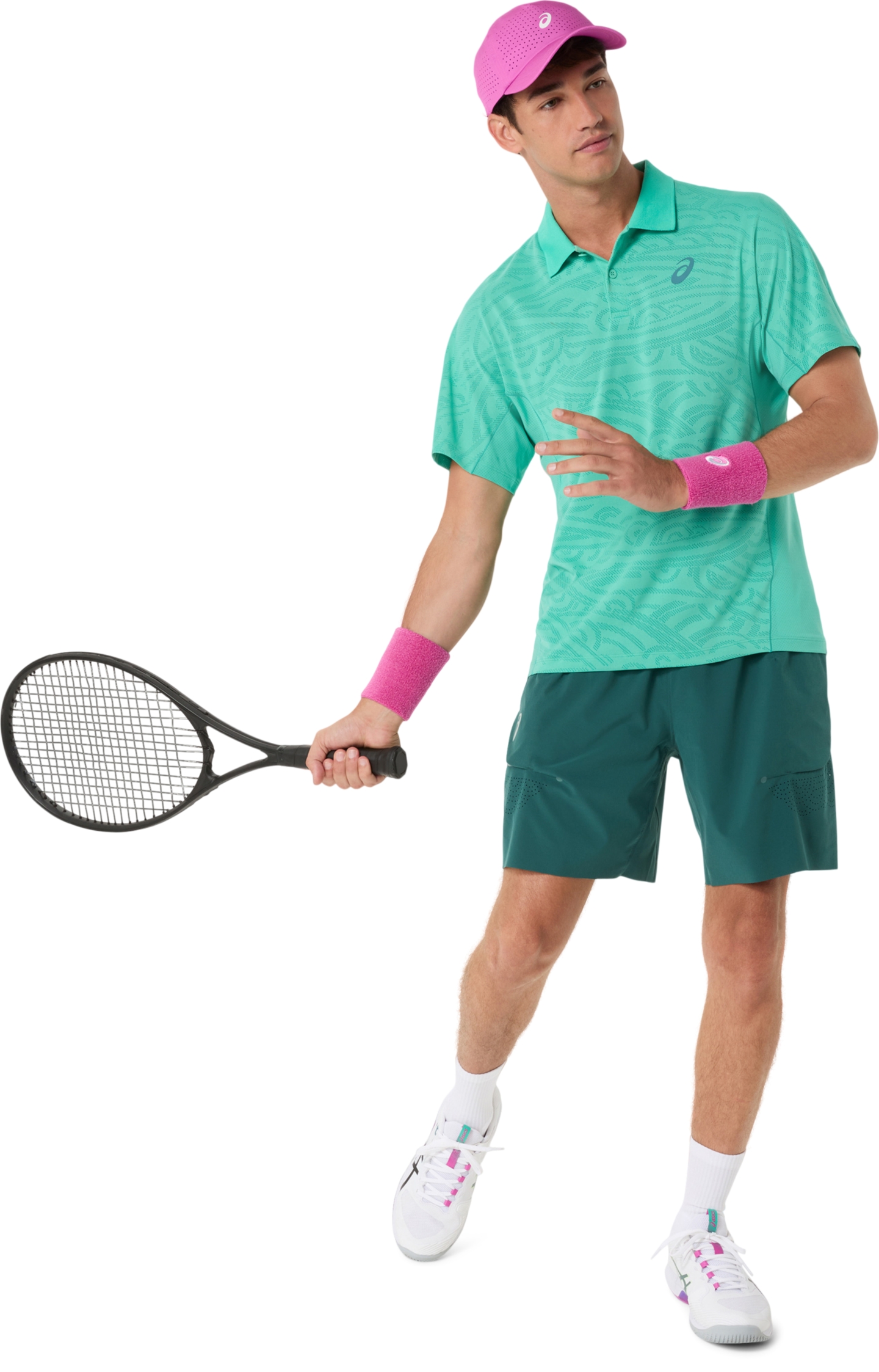 Мужской топ ASICS Match Jacquard Polo Short Sleeve Top, цвет: Зелёный — фото 7